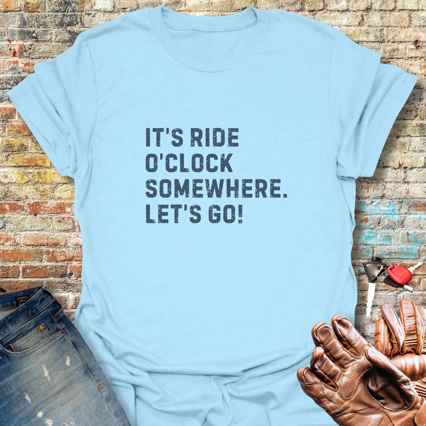 Let's Go (Text) T-Shirt - Light Blue