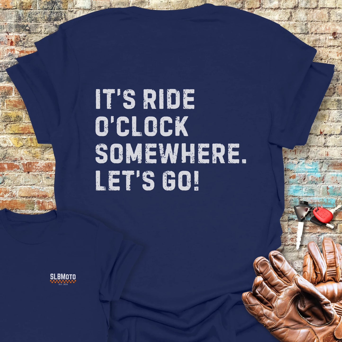Let's Go (Text) Back Print T-Shirt - Navy