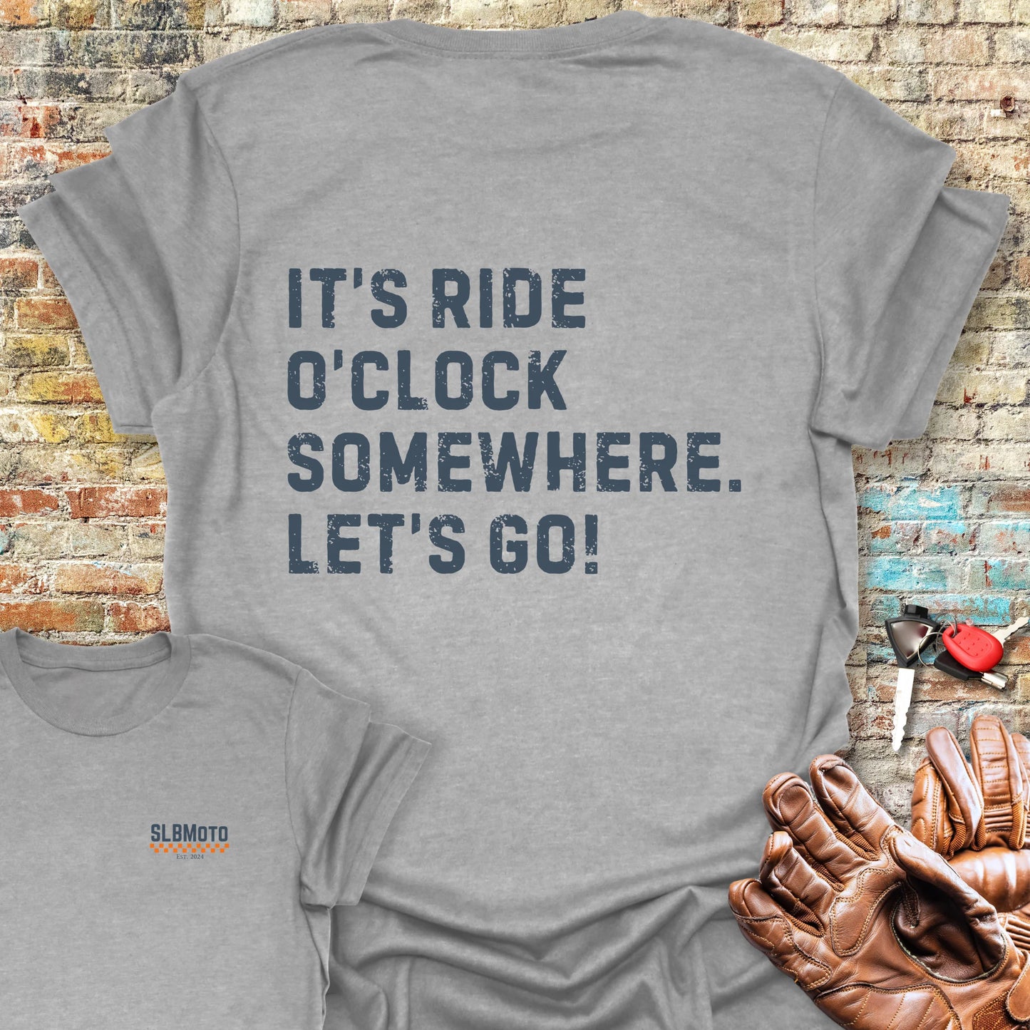 Let's Go (Text) Back Print T-Shirt - Sport Grey
