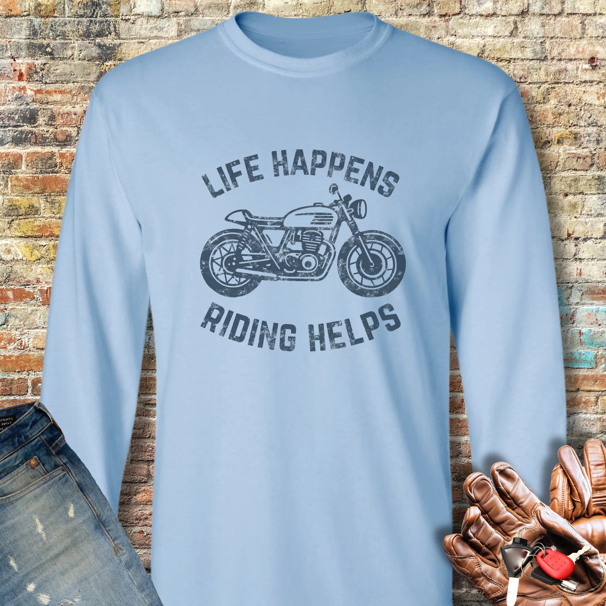 Life Happens Long Sleeve T-Shirt - Light Blue