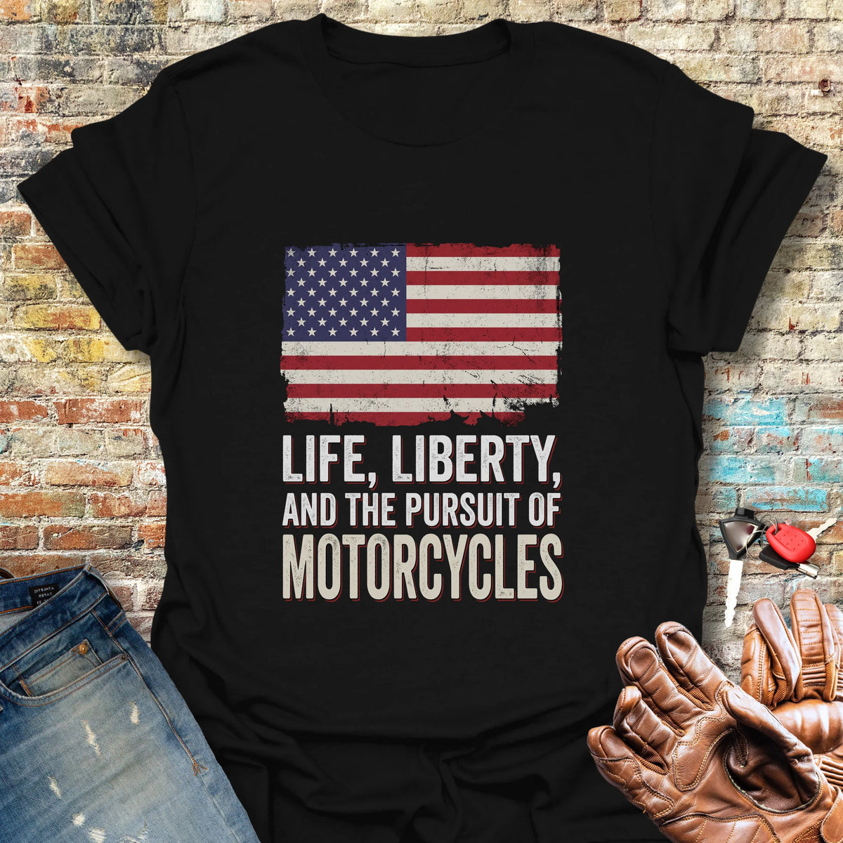 Life Liberty Motorcycles T-Shirt - Black