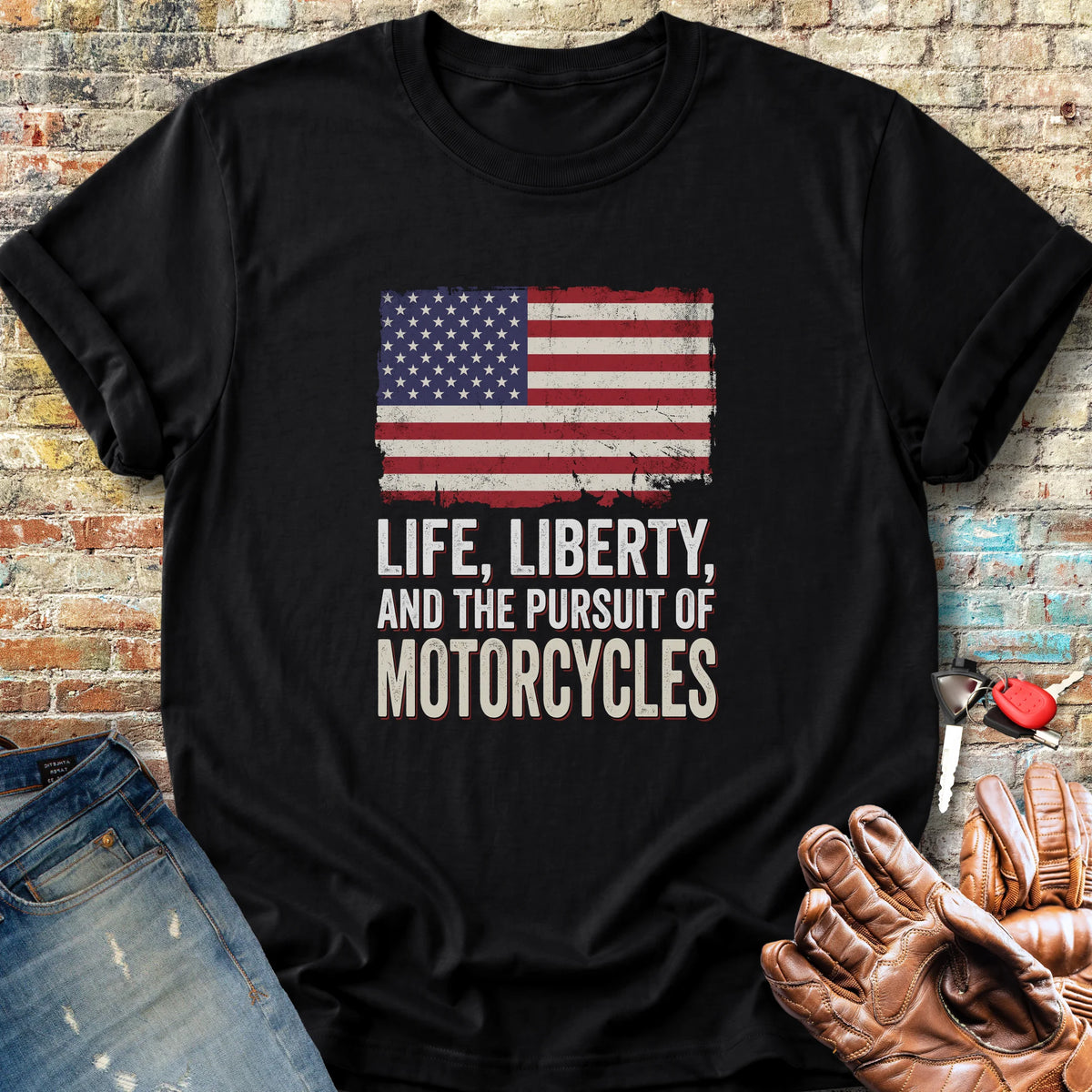 Life Liberty Motorcycles Classic T-Shirt - Black