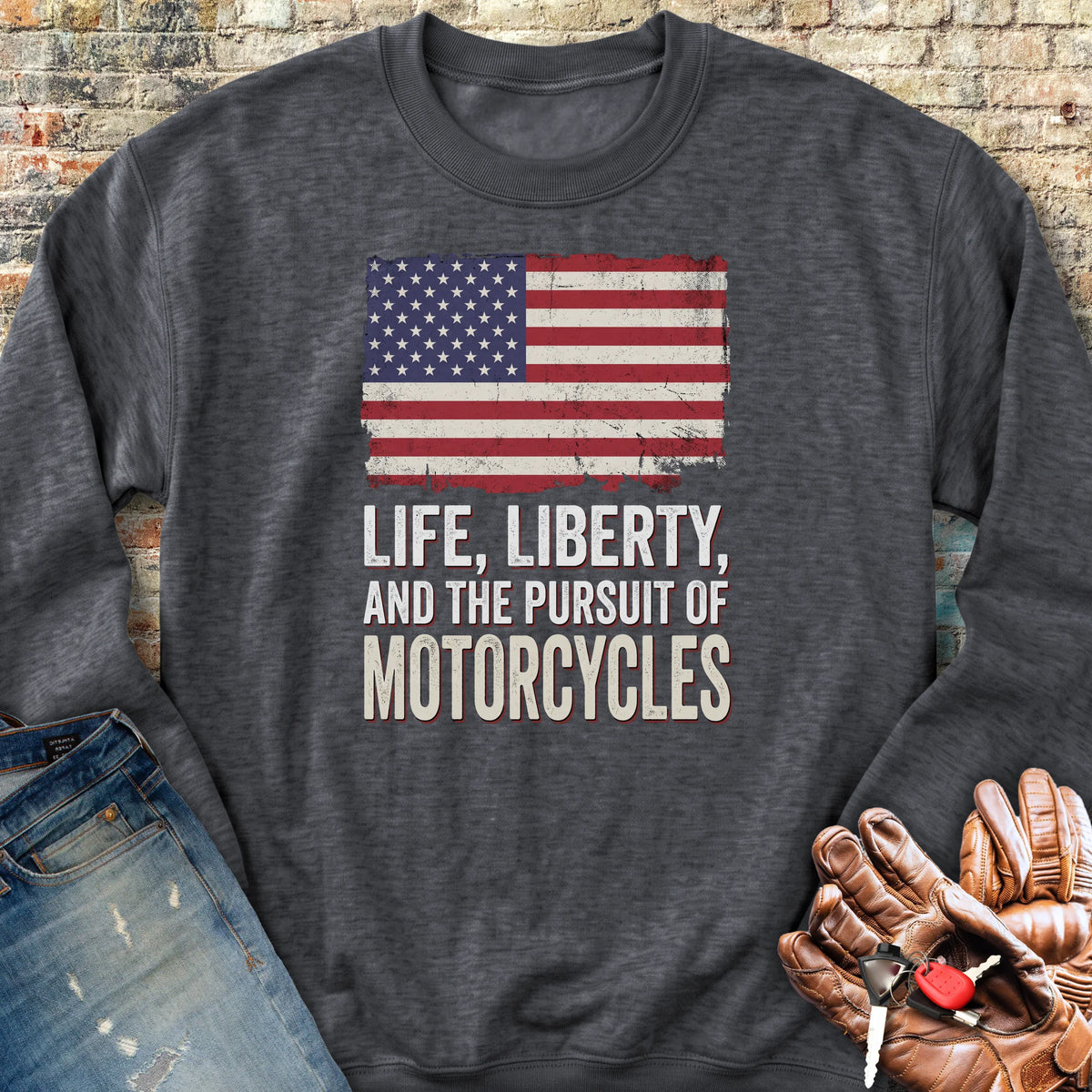 Life Liberty Motorcycles Sweatshirt - Dark Heather