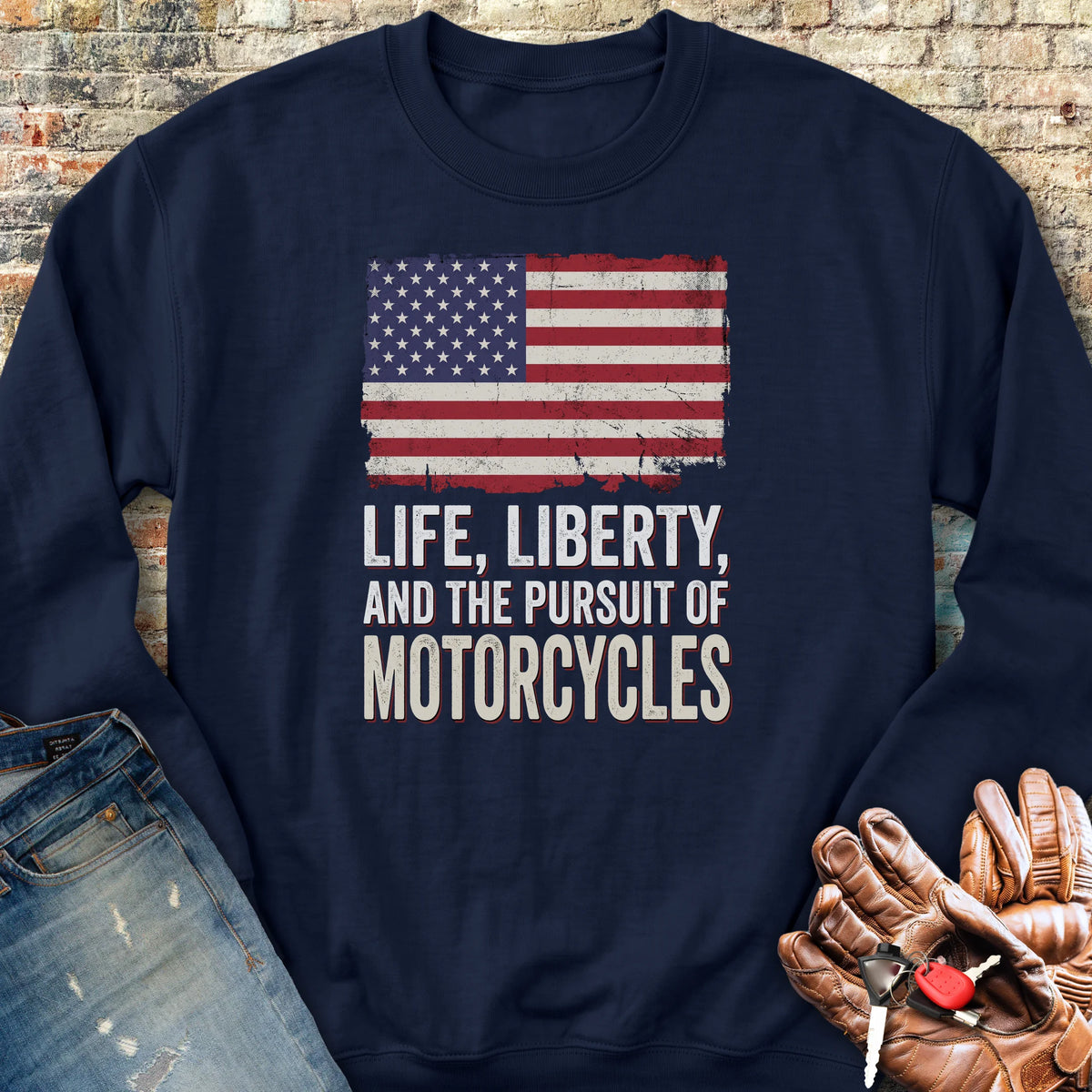 Life Liberty Motorcycles Sweatshirt - Navy