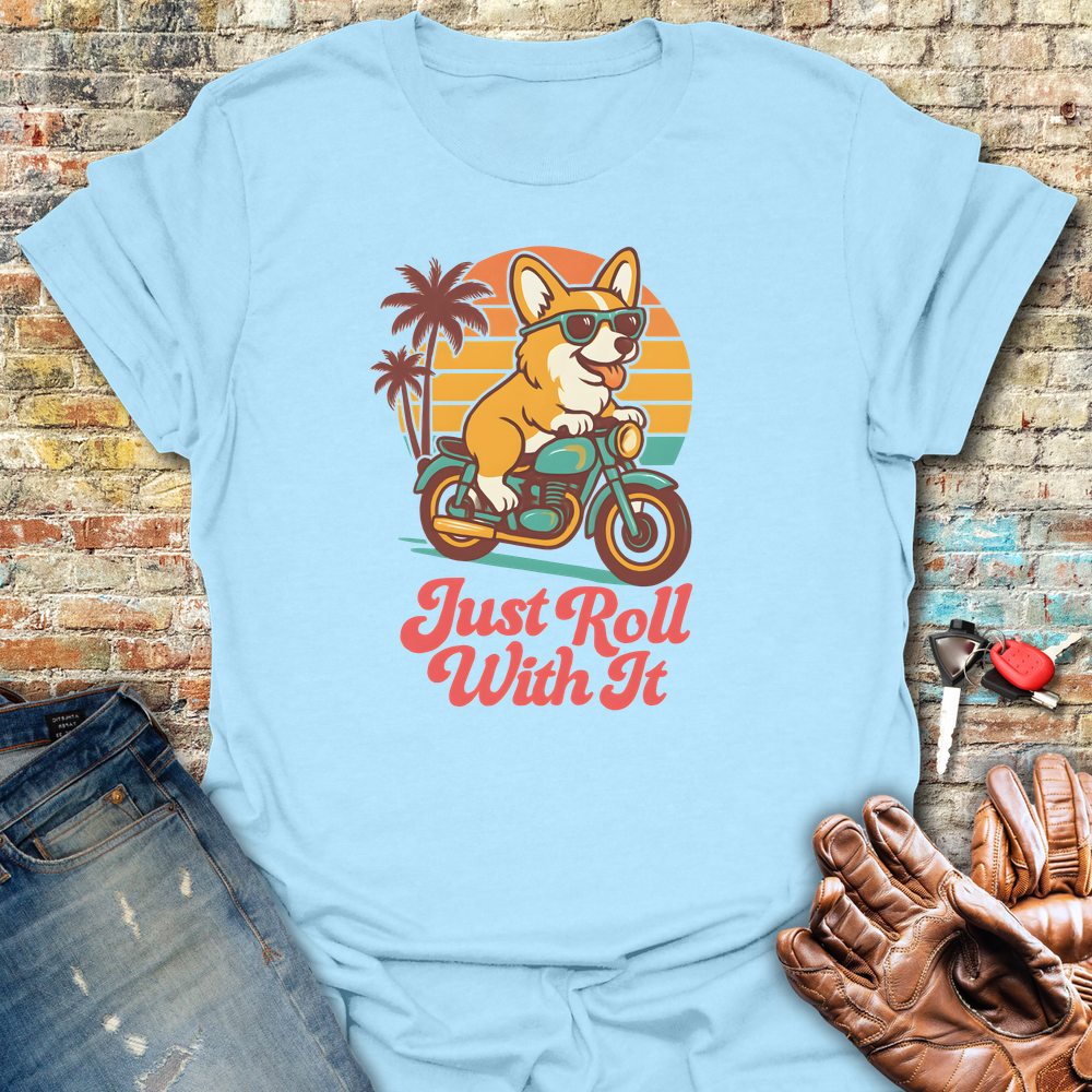 Cool Corgi T-Shirt - Light Blue