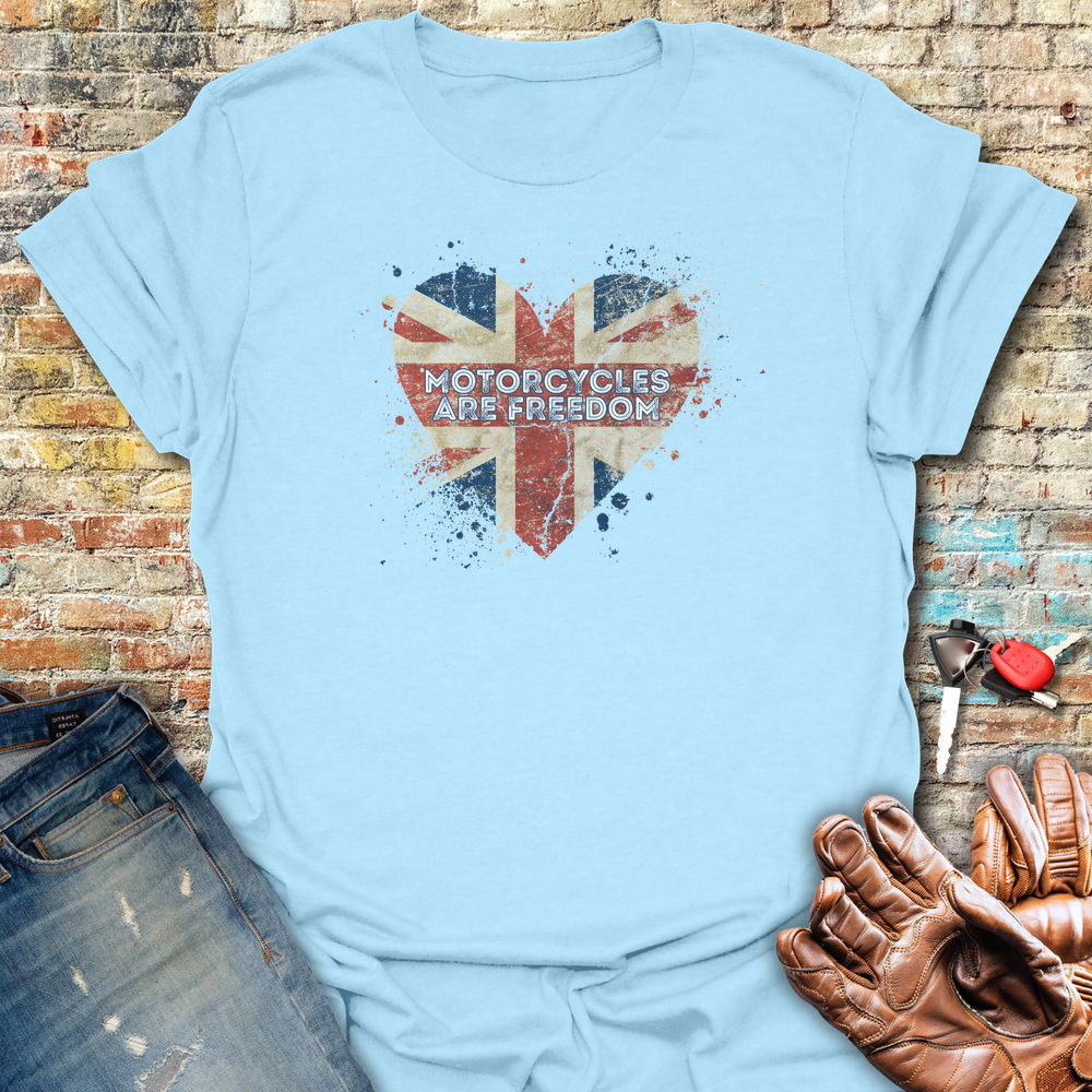 Motorcycles Are Freedom Uk T-Shirt - Light Blue