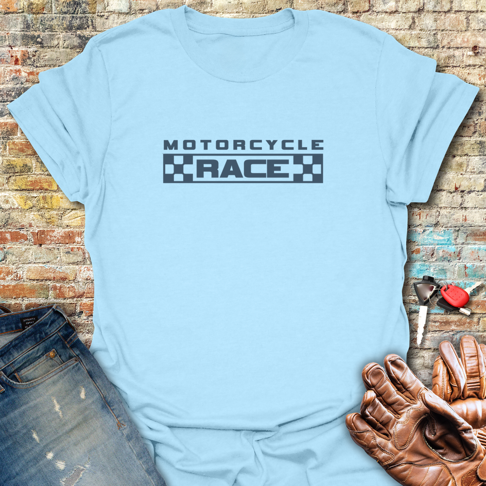 Motorcycle Race T-Shirt - Light Blue