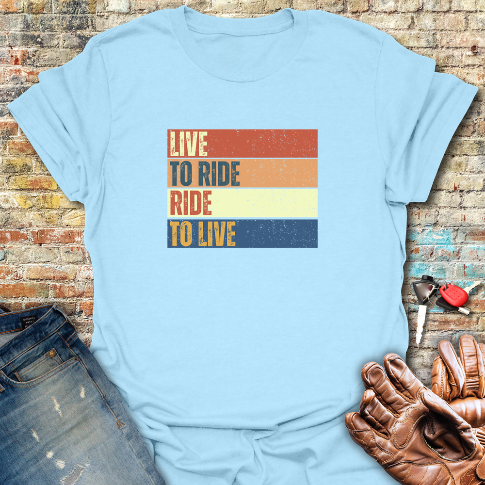 Live To Ride Block T-Shirt - Light Blue