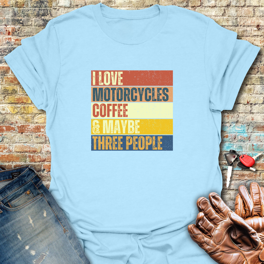 Motorcycles Coffee Block T-Shirt - Light Blue