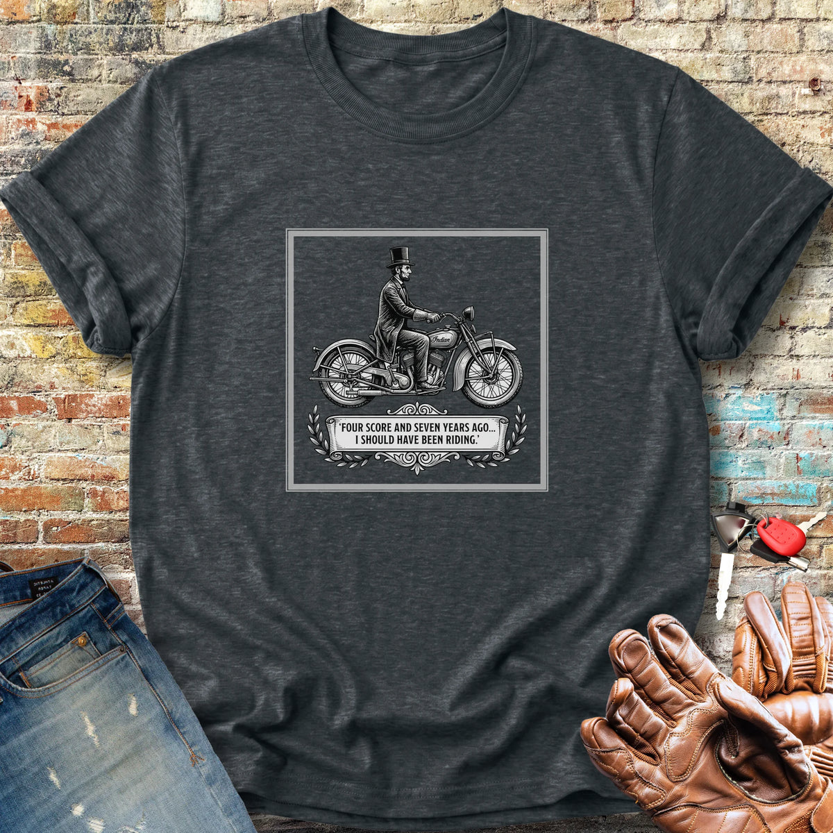 Lincoln Rides Classic T-Shirt - Dark Heather