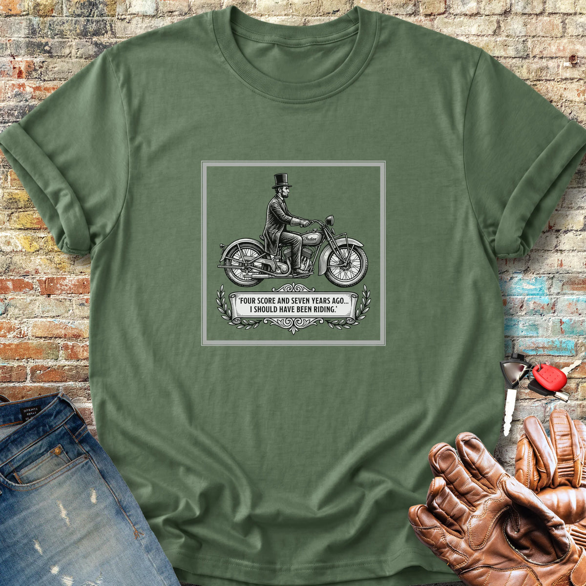 Lincoln Rides Classic T-Shirt - Military Green