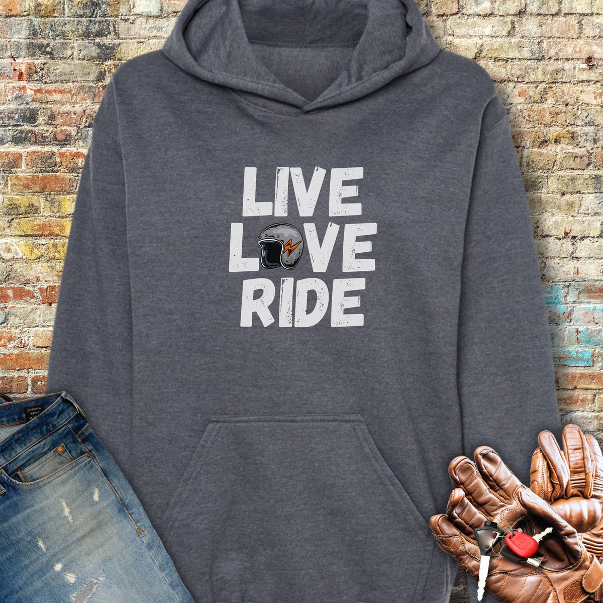 Live Love Ride Hoodie - Dark Heather