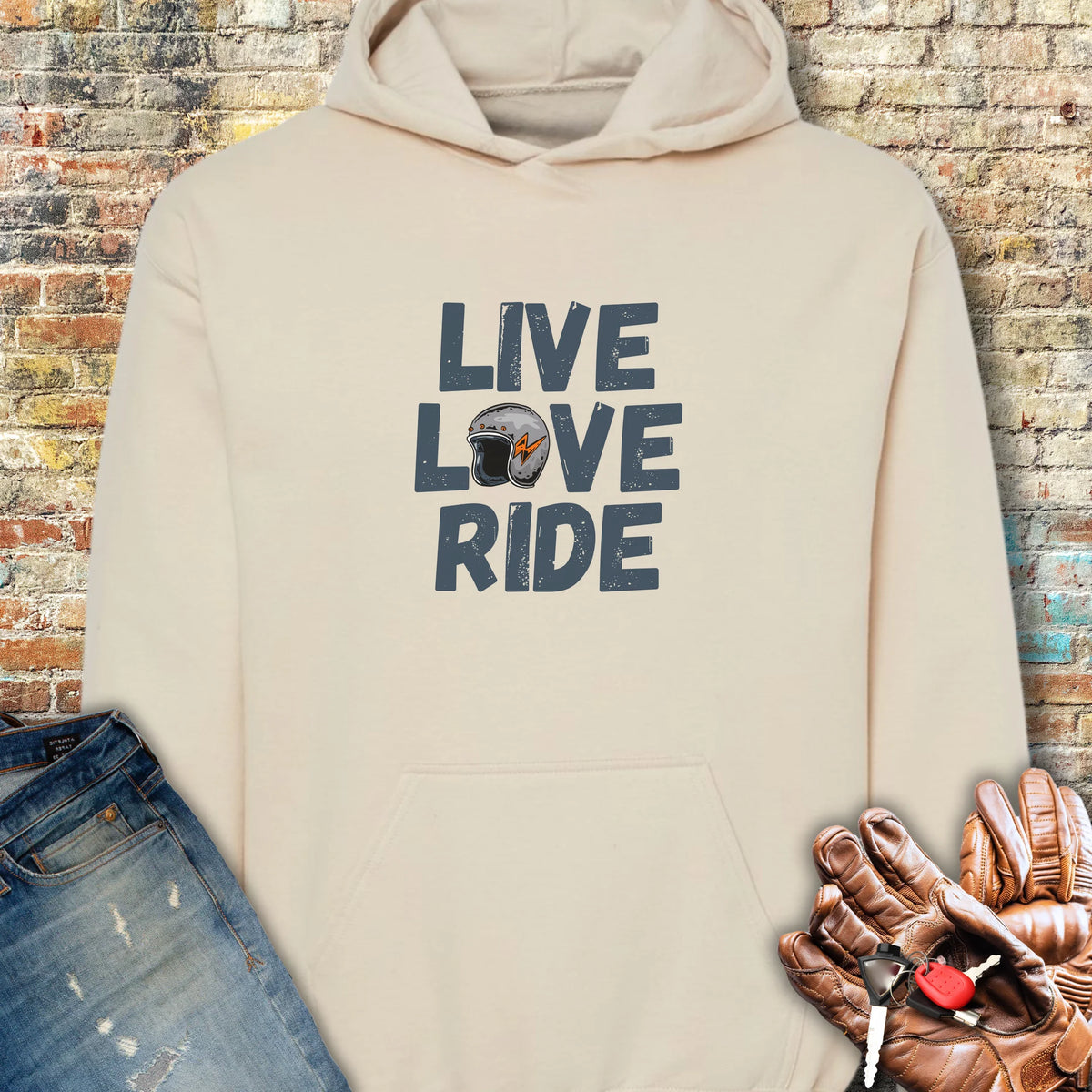 Live Love Ride Hoodie - Sand