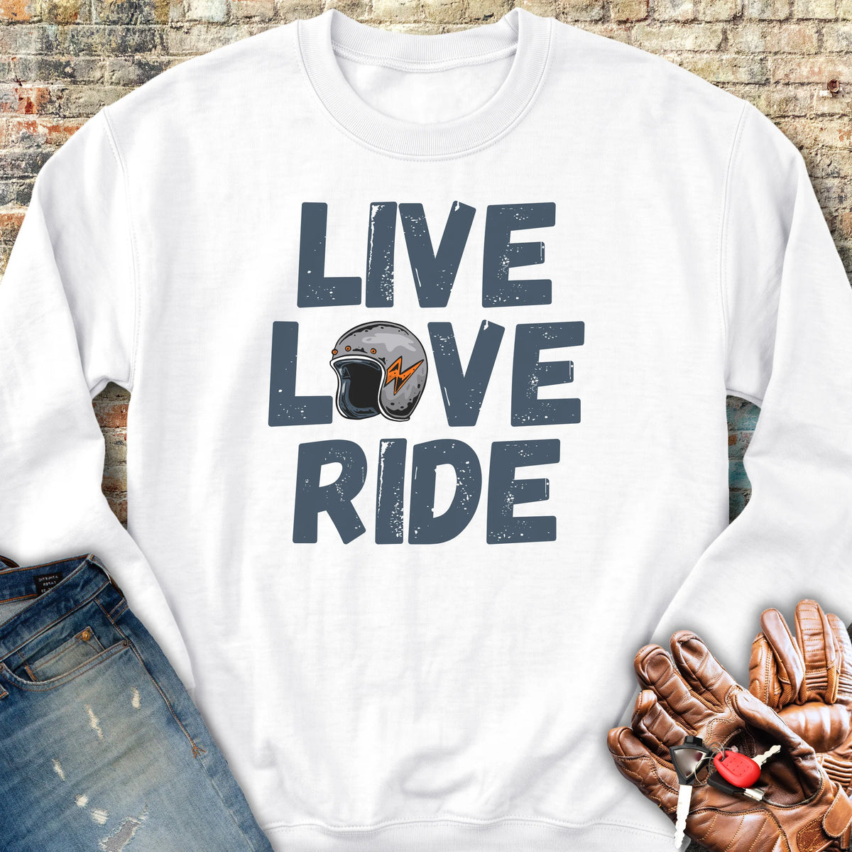 Live Love Ride Sweatshirt - White