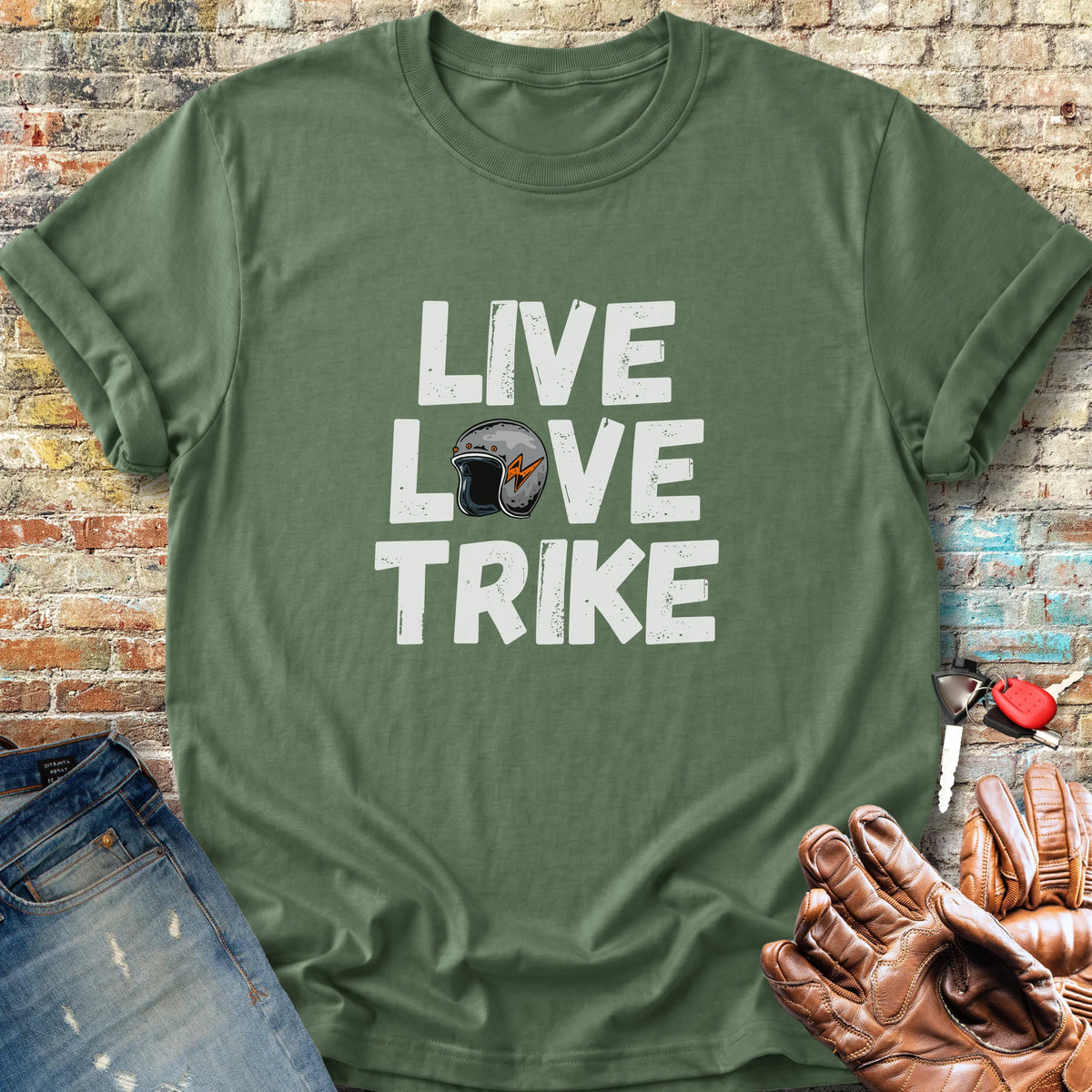 Live Love Trike Classic T-Shirt - Military Green
