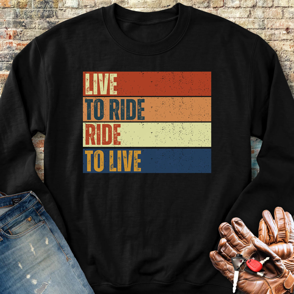 Live To Ride (Block) Sweatshirt - Black