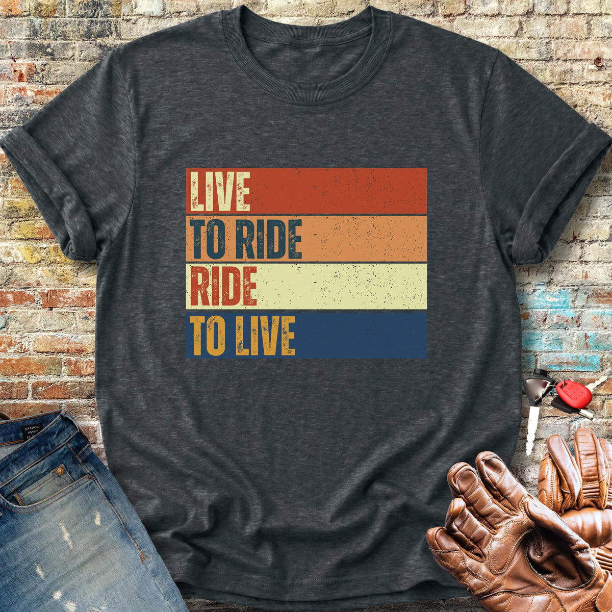 Live To Ride (Block) Classic T-Shirt - Dark Heather
