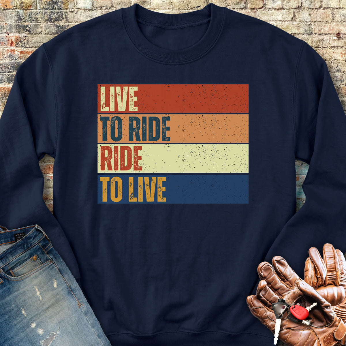 Live To Ride (Block) Sweatshirt - Navy