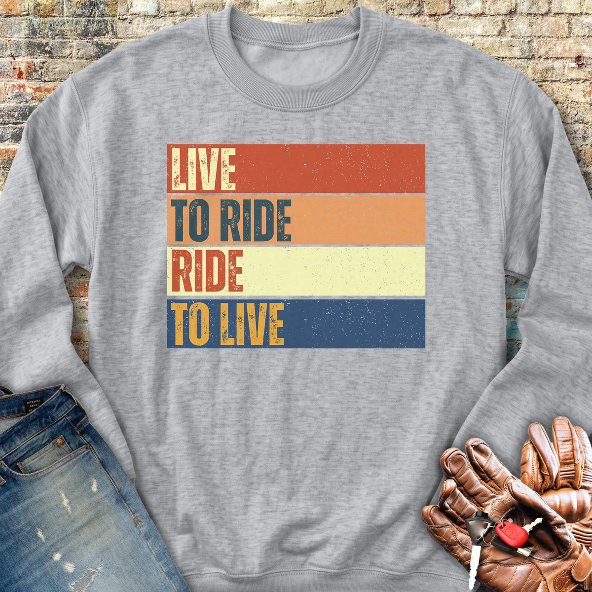 Live To Ride (Block) Sweatshirt - Sport Grey