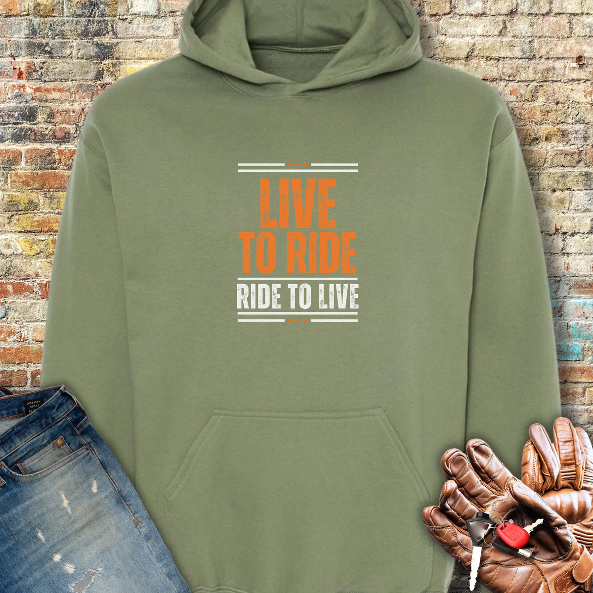 Live To Ride Hoodie - Military Green