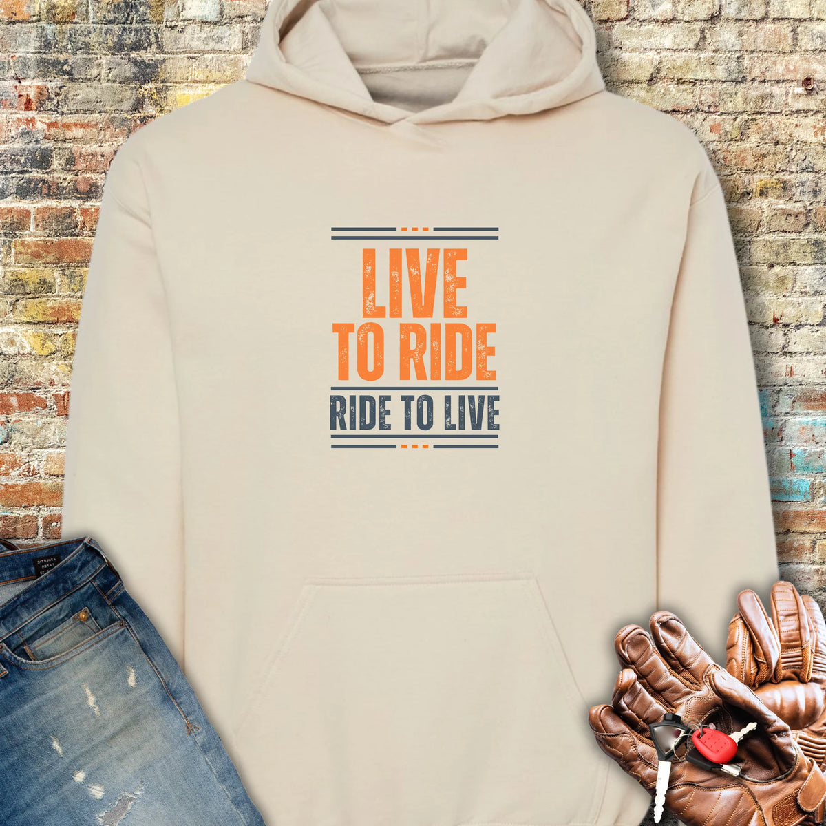 Live To Ride Hoodie - Sand