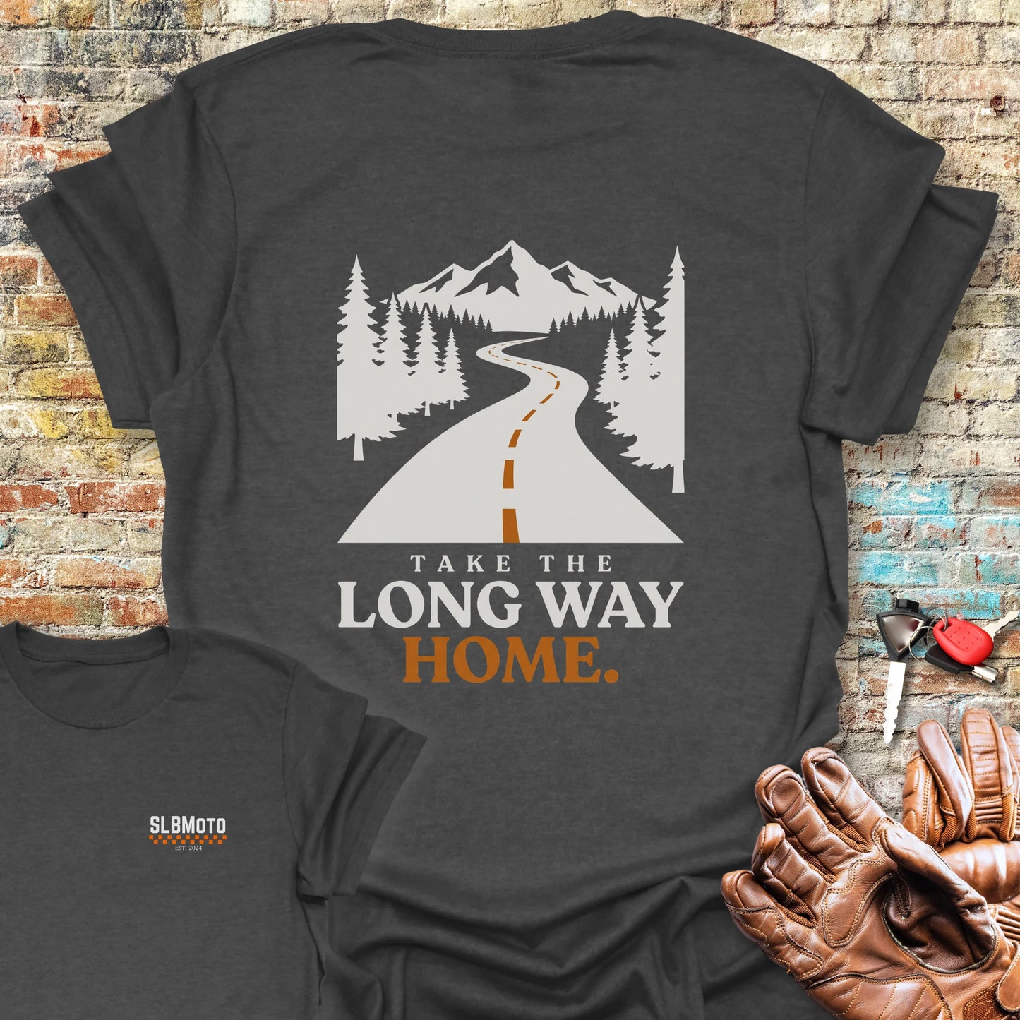 Long Way Home Back Print T-Shirt - Dark Heather