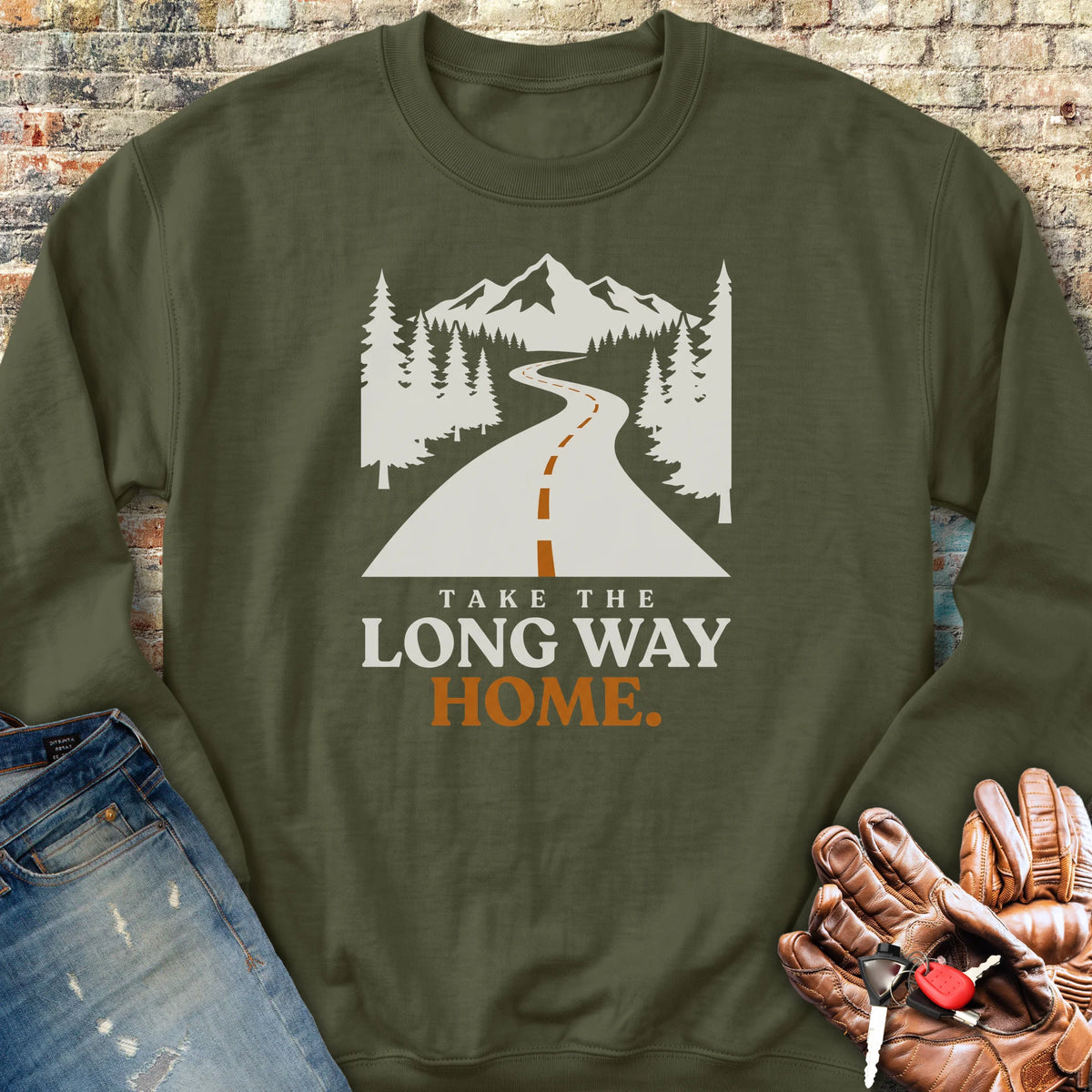 Long Way Home Sweatshirt - Military Green