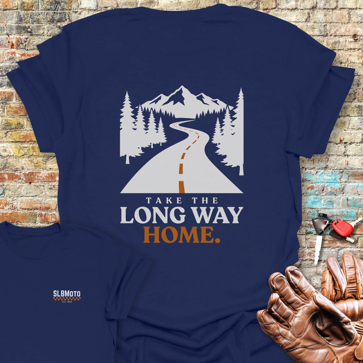 Long Way Home Back Print T-Shirt - Navy