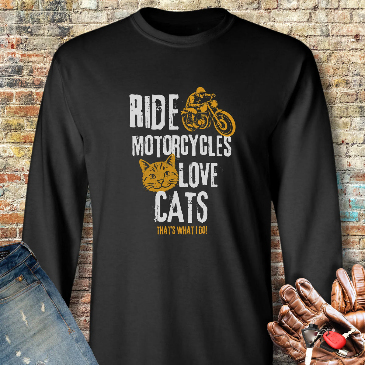Love Cats Long Sleeve T-Shirt - Black