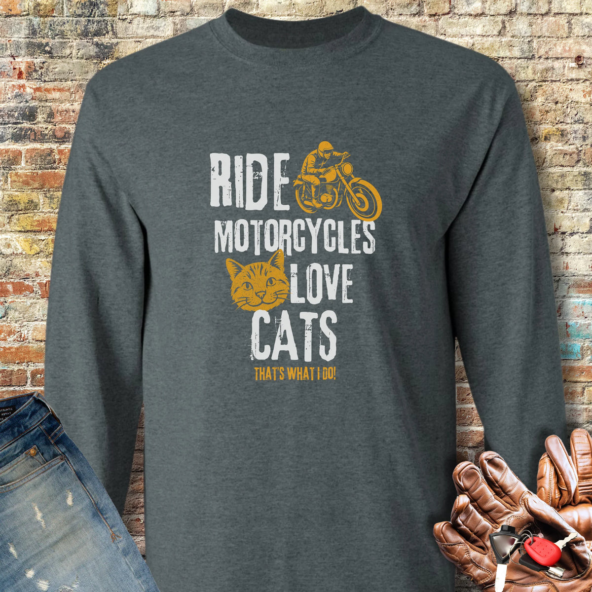 Love Cats Long Sleeve T-Shirt - Dark Heather
