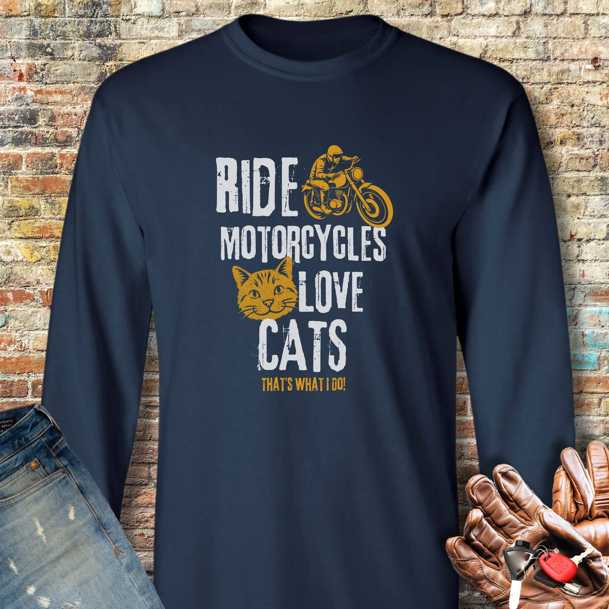 Love Cats Long Sleeve T-Shirt - Navy