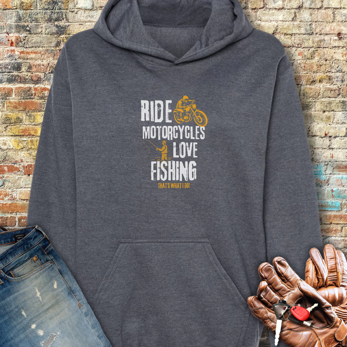 Love Fishing Hoodie - Dark Heather