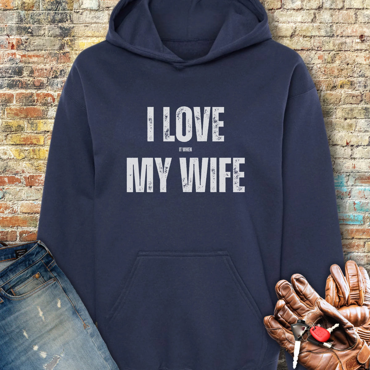 Love My Wife (Buy) Hoodie - Navy