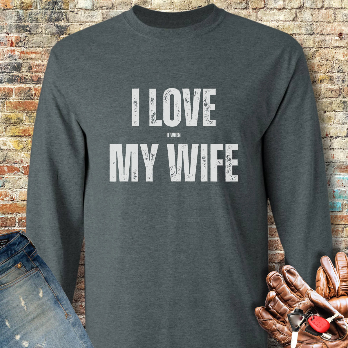 Love My Wife (Ride) Long Sleeve T-Shirt - Dark Heather