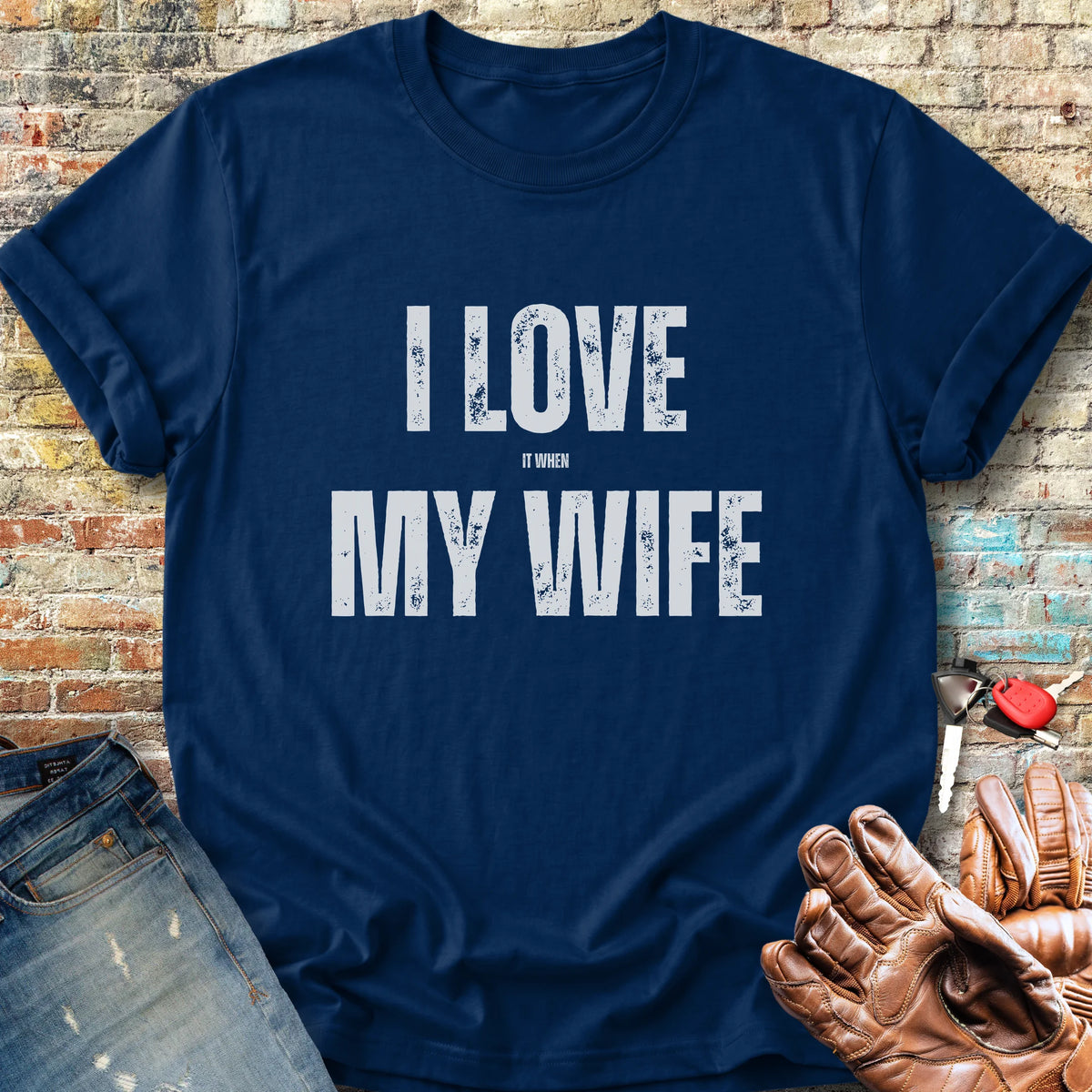 Love My Wife (Ride) Classic T-Shirt - Navy