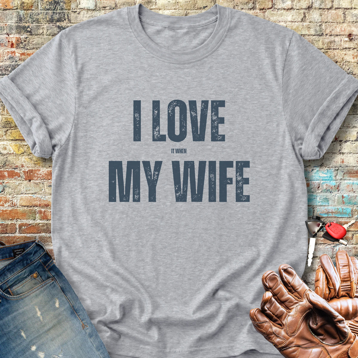Love My Wife (Ride) Classic T-Shirt - Sport Grey