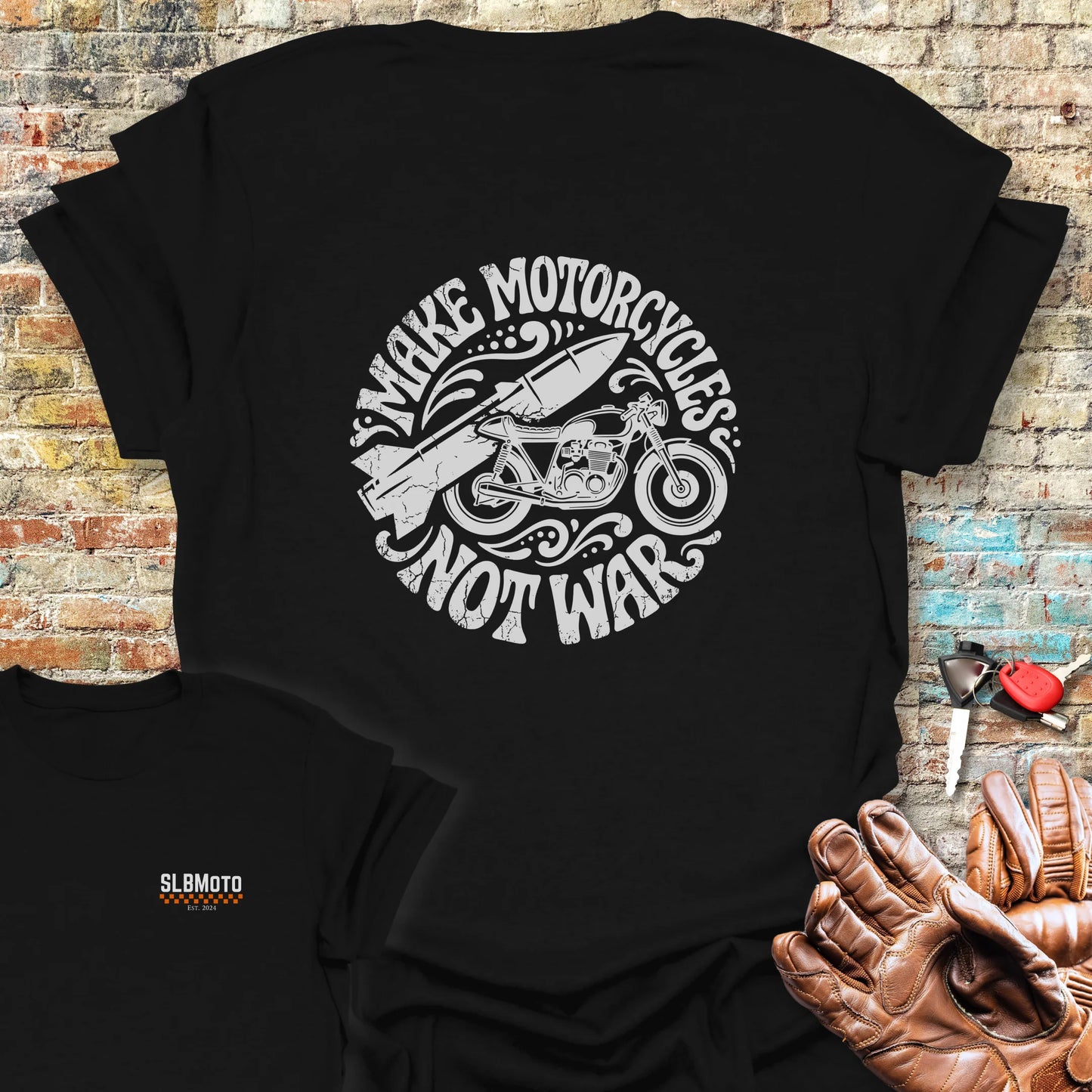 Make Motorcycles Back Print T-Shirt - Black
