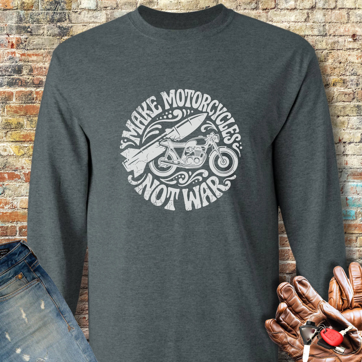 Make Motorcycles Long Sleeve T-Shirt - Dark Heather