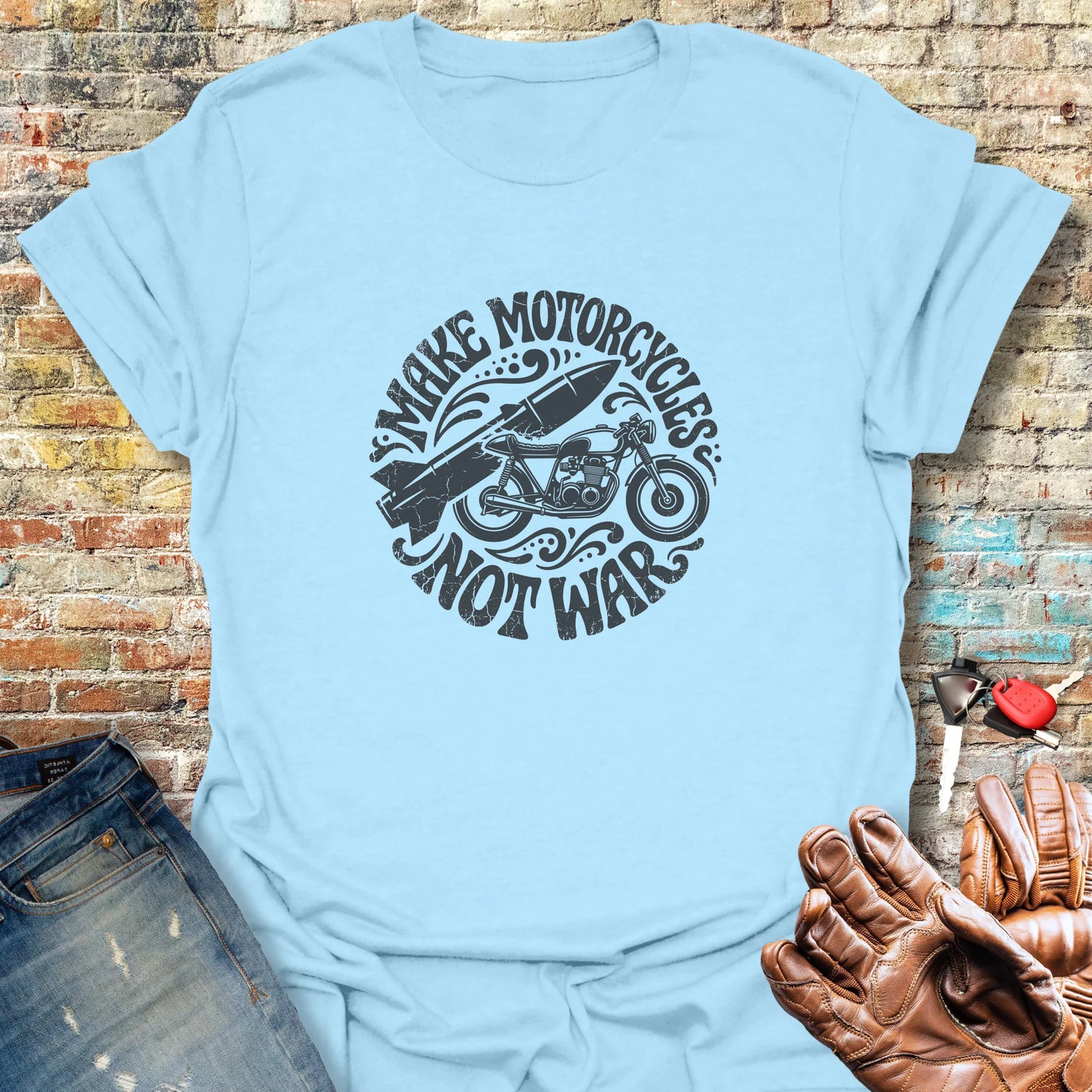 Make Motorcycles T-Shirt - Light Blue