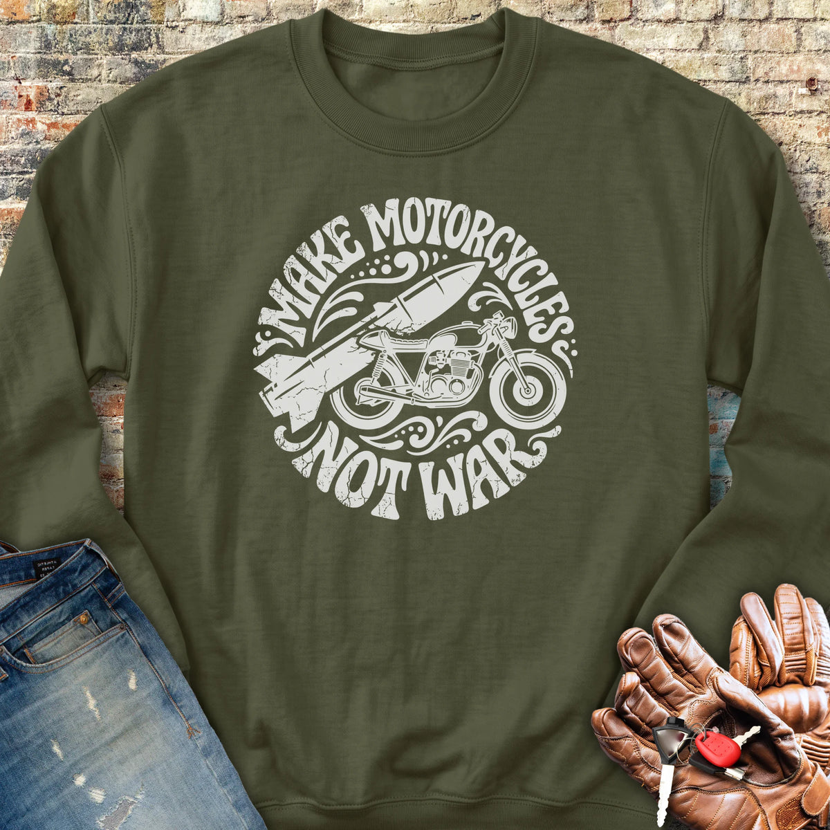 Make Motorcycles Sweatshirt - Military Green