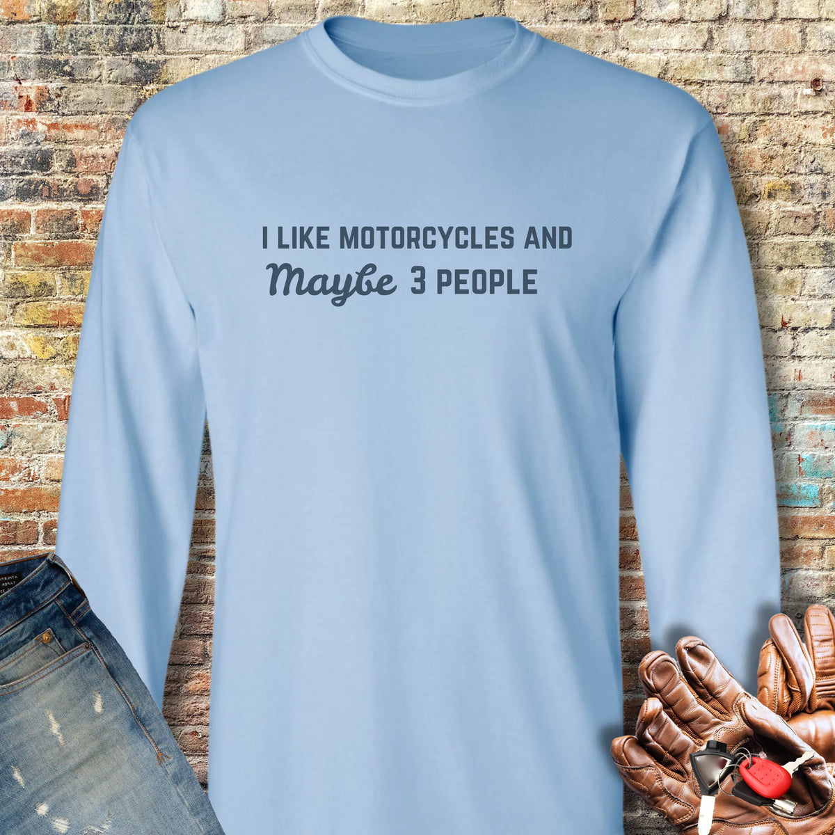 Maybe Long Sleeve T-Shirt - Light Blue