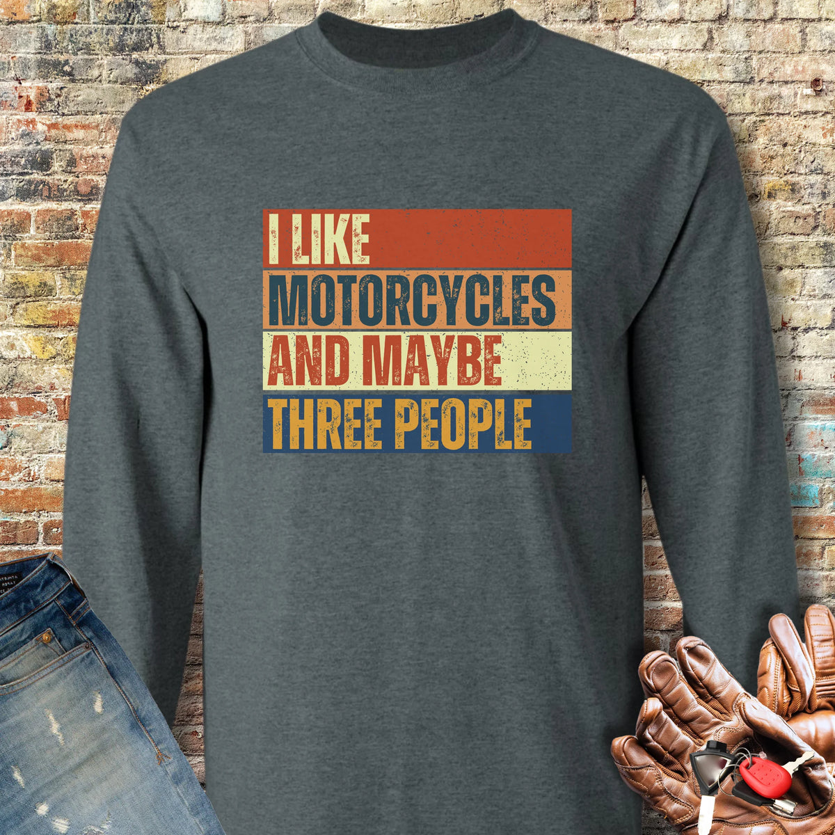 Maybe (Block) Long Sleeve T-Shirt - Dark Heather