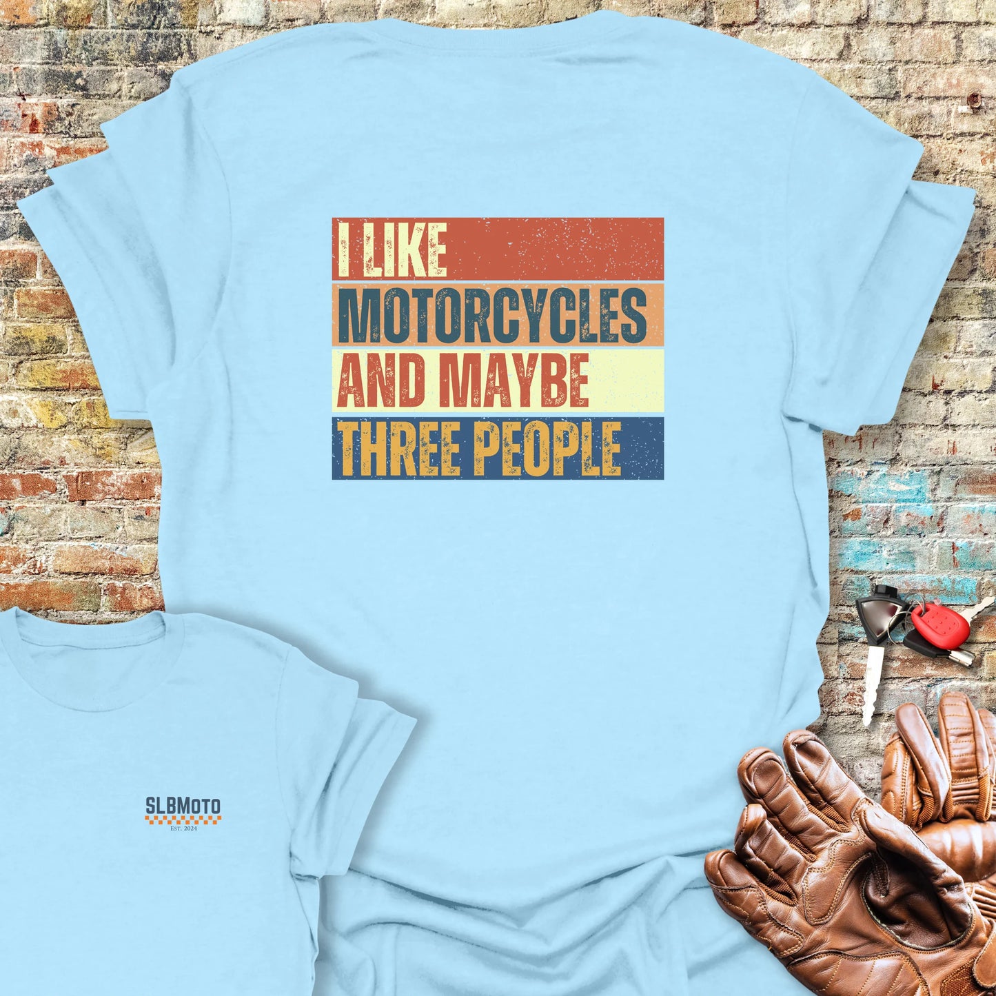 Maybe (Block) Back Print T-Shirt - Light Blue