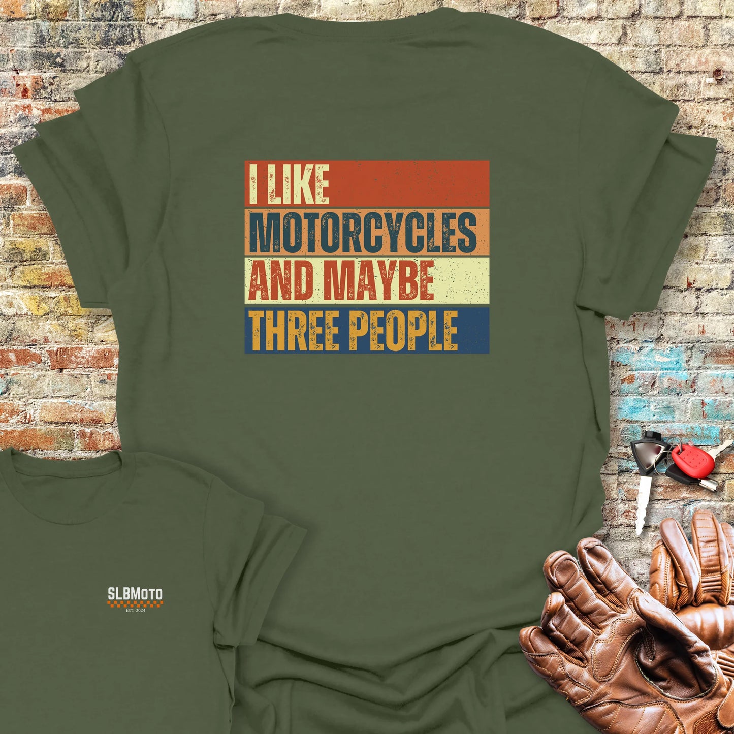 Maybe (Block) Back Print T-Shirt - Military Green