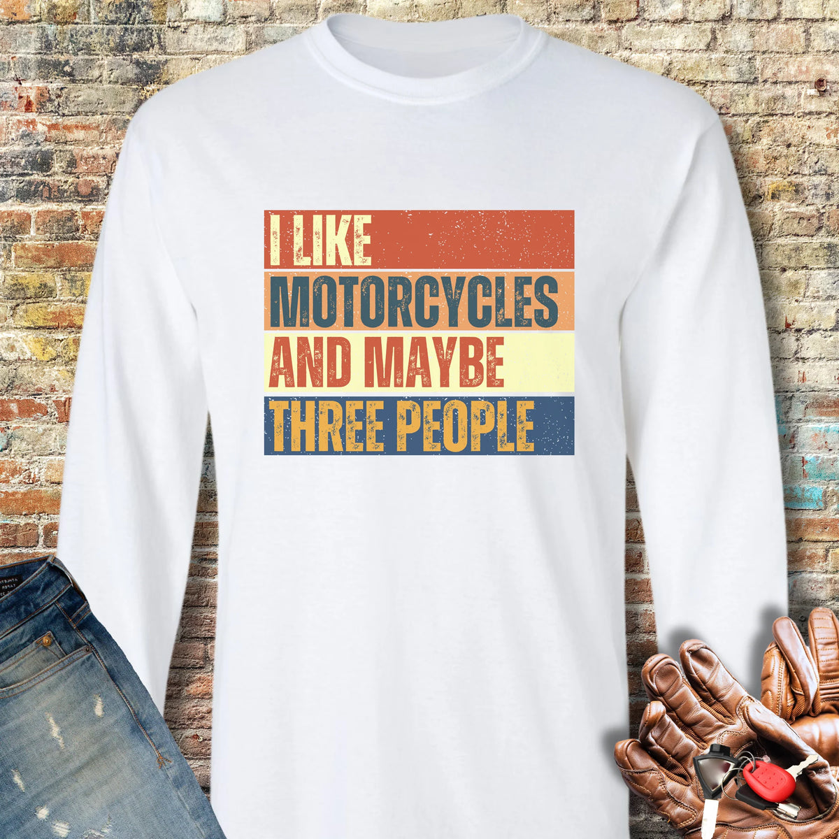 Maybe (Block) Long Sleeve T-Shirt - White
