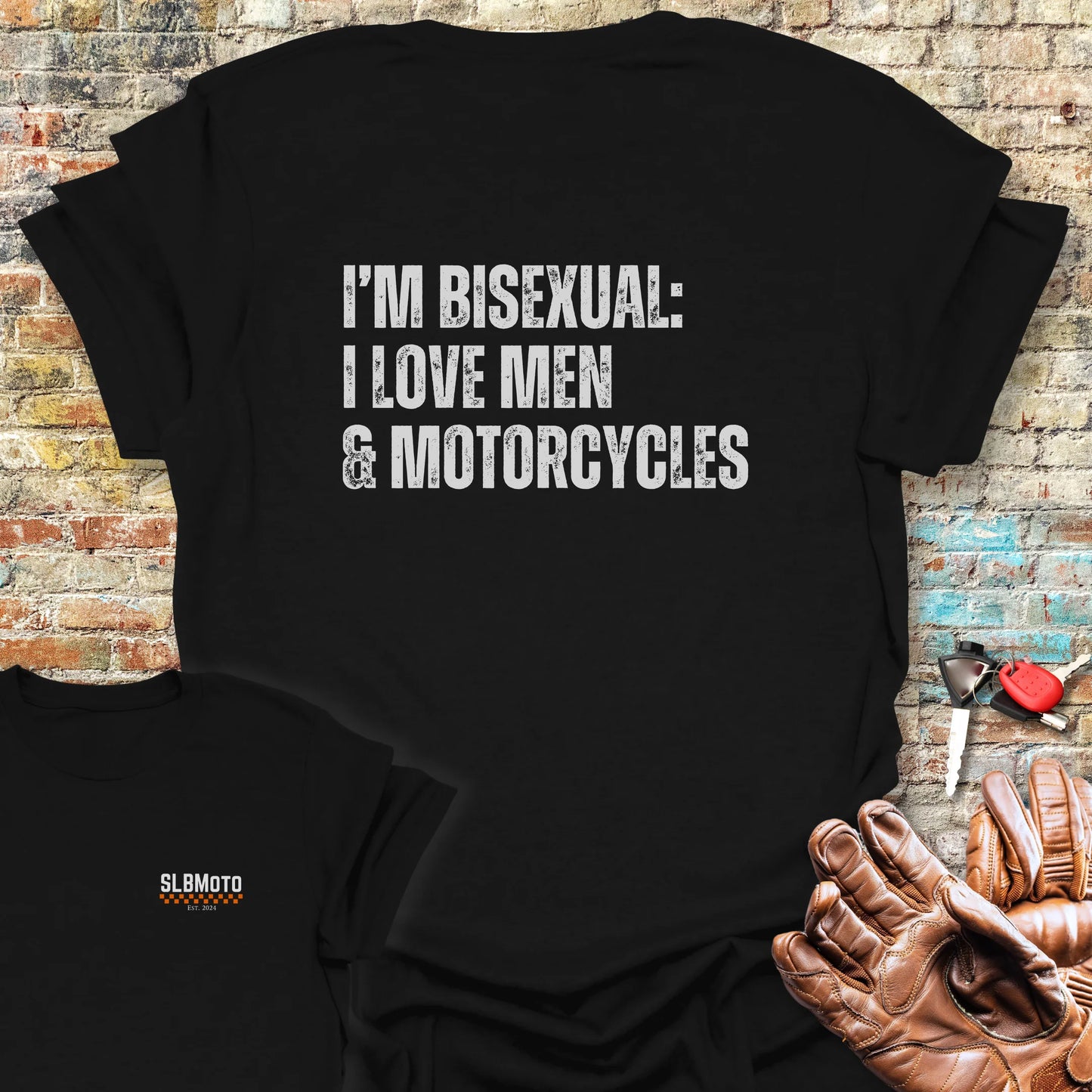 Men & Motorcycles Back Print T-Shirt - Black