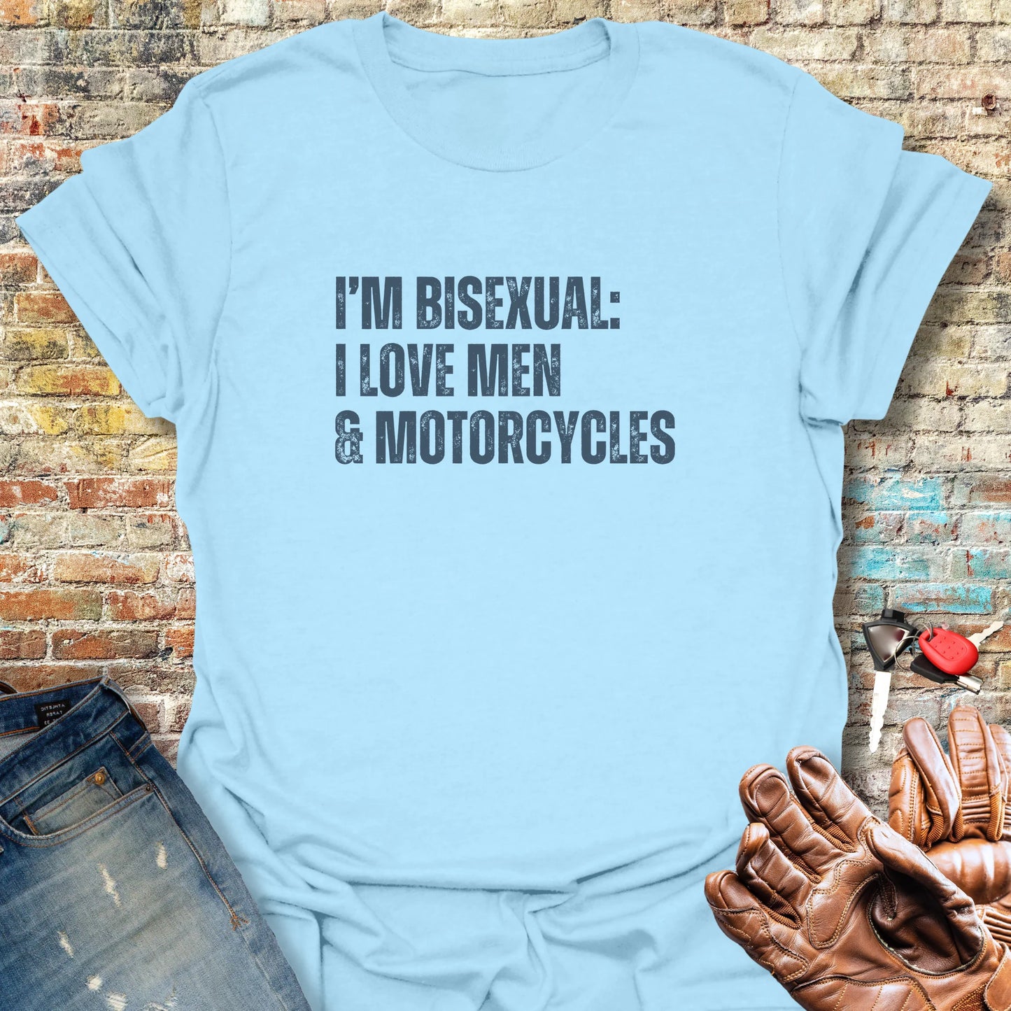 Men & Motorcycles T-Shirt - Light Blue