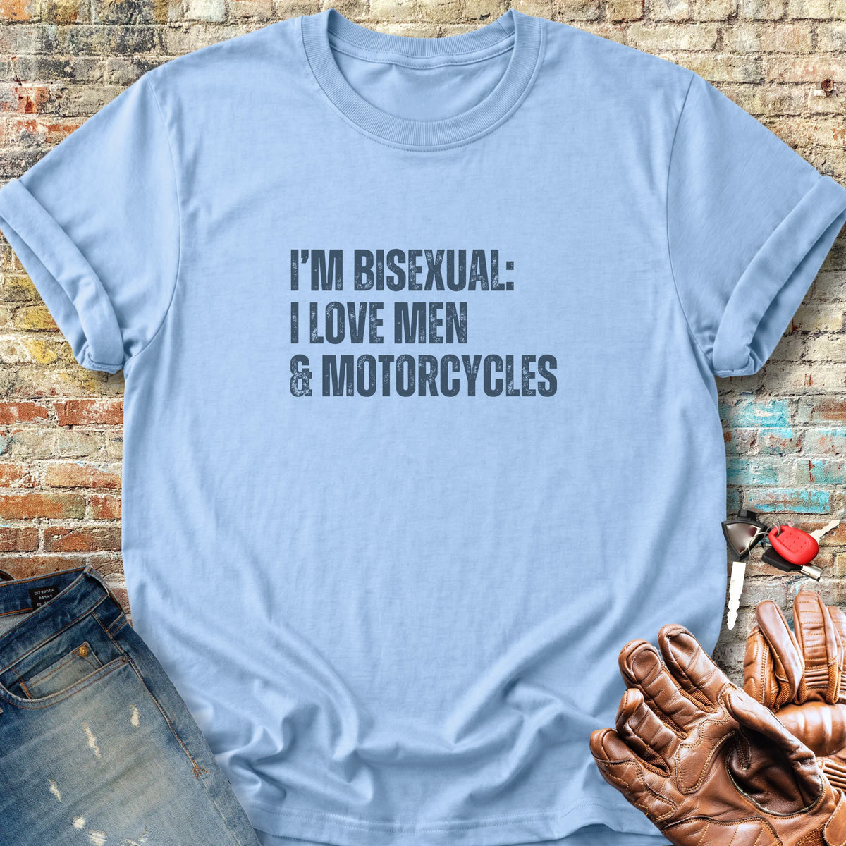 Men & Motorcycles Classic T-Shirt - Light Blue