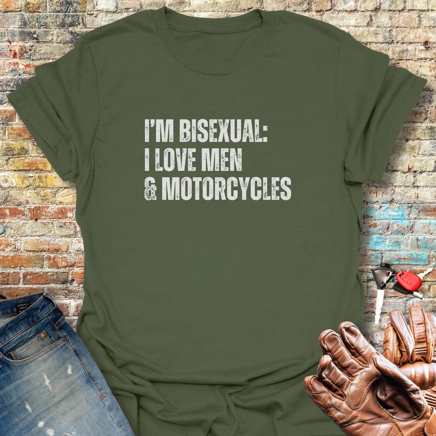 Men & Motorcycles T-Shirt - Military Green