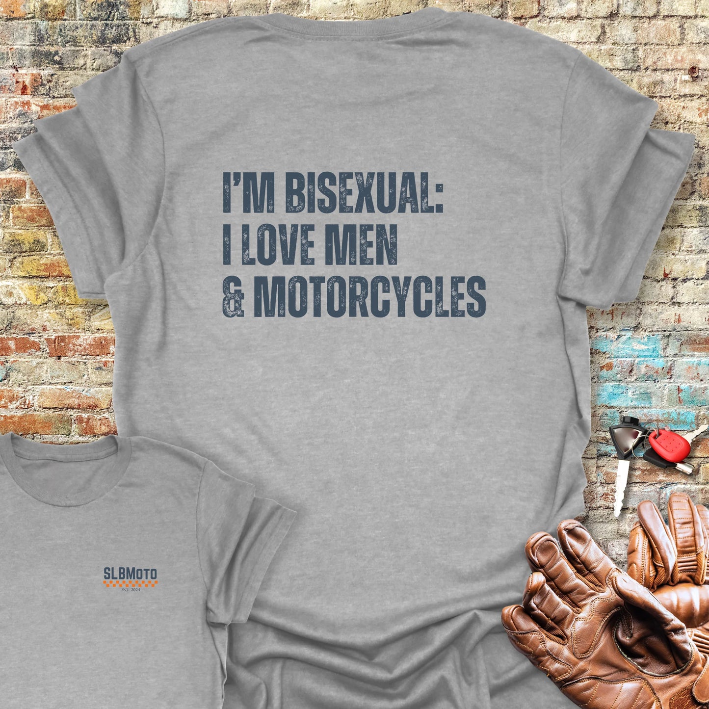 Men & Motorcycles Back Print T-Shirt - Sport Grey